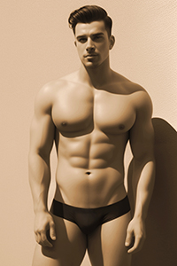 Hunk in Briefs Against the Wall in Monochrome Vintage Color